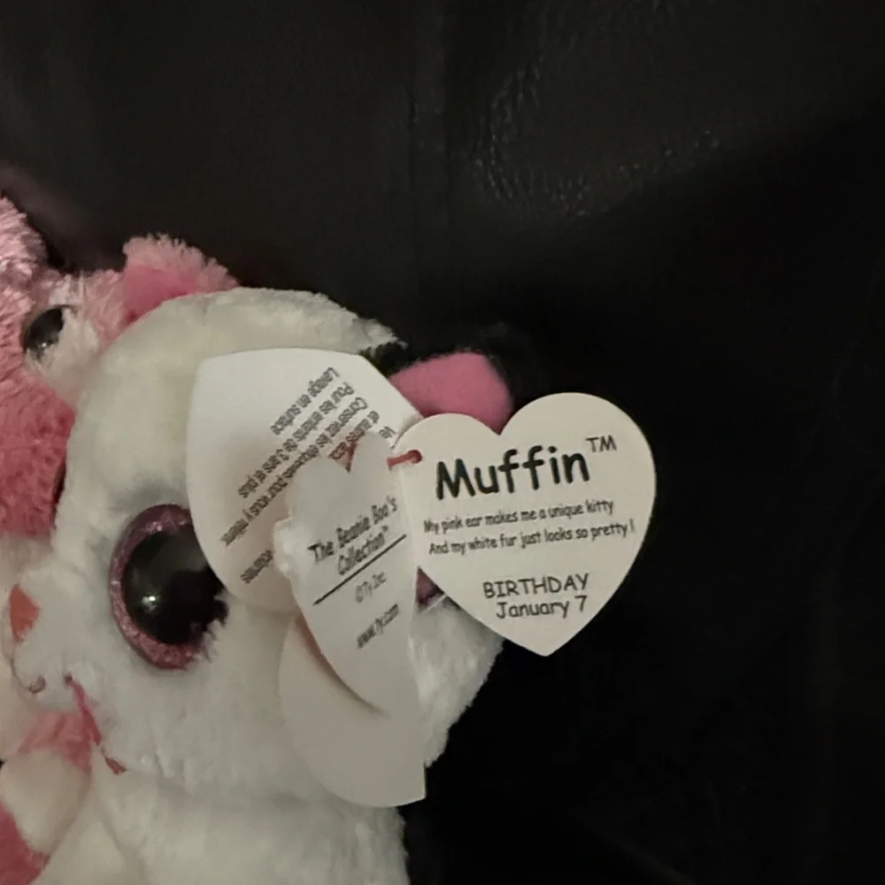 Two Ty Beanie Babies Selling as set Pink and White Plush Frog and Cat Toy Set